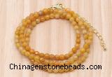 GMN7209 4mm faceted round tiny yellow jade beaded necklace jewelry