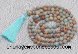 GMN721 Hand-knotted 8mm, 10mm serpentine jasper 108 beads mala necklaces with tassel