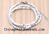 GMN7211 4mm faceted round tiny white howlite beaded necklace jewelry