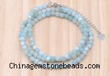 GMN7213 4mm faceted round tiny amazonite beaded necklace jewelry