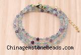 GMN7214 4mm faceted round tiny fluorite beaded necklace jewelry