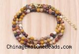 GMN7233 4mm faceted round tiny mookaite jasper beaded necklace jewelry