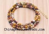 GMN7233 4mm faceted round tiny mookaite jasper beaded necklace jewelry