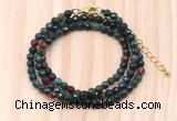 GMN7236 4mm faceted round tiny Indian bloodstone beaded necklace jewelry