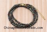 GMN7238 4mm faceted round tiny dragon blood jasper beaded necklace jewelry