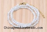 GMN7251 4mm faceted round tiny white moonstone beaded necklace jewelry