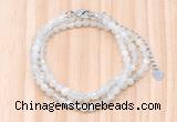 GMN7252 4mm faceted round tiny white moonstone beaded necklace jewelry