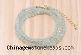 GMN7262 4mm faceted round prehnite beaded necklace jewelry