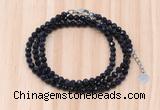 GMN7266 4mm faceted round blue goldstone beaded necklace jewelry