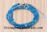 GMN7270 4mm faceted round apatite beaded necklace jewelry