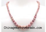 GMN7301 pink wooden jasper graduated beaded necklace & bracelet set