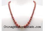 GMN7302 red jasper graduated beaded necklace & bracelet set