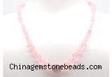 GMN7325 rose quartz graduated beaded necklace & bracelet set