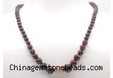 GMN7333 red tiger eye graduated beaded necklace & bracelet set