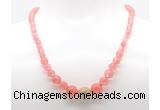 GMN7339 cherry quartz graduated beaded necklace & bracelet set