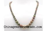 GMN7342 unakite gemstone graduated beaded necklace & bracelet set