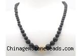 GMN7346 black lava graduated beaded necklace & bracelet set