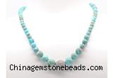 GMN7349 blue sea sediment jasper graduated beaded necklace & bracelet set