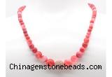 GMN7355 red banded agate graduated beaded necklace & bracelet set