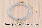 GMN7400 4mm faceted round tiny white jade beaded necklace with constellation charm