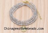 GMN7401 4mm faceted round tiny grey agate beaded necklace with constellation charm