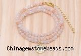 GMN7407 4mm faceted round tiny pink aventurine beaded necklace with constellation charm