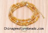 GMN7408 4mm faceted round tiny yellow aventurine beaded necklace with constellation charm