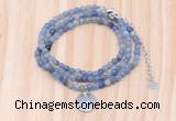 GMN7410 4mm faceted round tiny blue aventurine beaded necklace with constellation charm