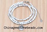 GMN7411 4mm faceted round tiny white howlite beaded necklace with constellation charm