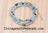 GMN7412 4mm faceted round tiny amazonite beaded necklace with constellation charm