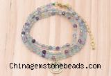 GMN7414 4mm faceted round tiny fluorite beaded necklace with constellation charm