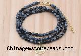 GMN7422 4mm faceted round tiny snowflake obsidian beaded necklace with constellation charm