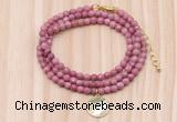 GMN7426 4mm faceted round tiny pink wooden jasper beaded necklace with constellation charm