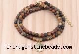 GMN7432 4mm faceted round tiny picasso jasper beaded necklace with constellation charm