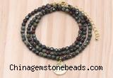 GMN7438 4mm faceted round tiny dragon blood jasper beaded necklace with constellation charm