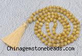 GMN744 Hand-knotted 8mm, 10mm golden tiger eye 108 beads mala necklaces with tassel