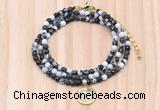 GMN7441 4mm faceted round tiny black & white jasper beaded necklace with constellation charm