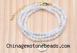 GMN7451 4mm faceted round tiny white moonstone beaded necklace with constellation charm