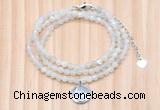 GMN7452 4mm faceted round tiny white moonstone beaded necklace with constellation charm