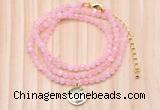 GMN7456 4mm faceted round tiny rose quartz beaded necklace with constellation charm