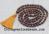 GMN746 Hand-knotted 8mm, 10mm red tiger eye 108 beads mala necklaces with tassel