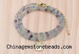 GMN7514 4mm faceted round tiny fluorite beaded necklace with letter charm