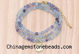 GMN7561 4mm faceted round fluorite beaded necklace with letter charm