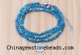 GMN7570 4mm faceted round apatite beaded necklace with letter charm