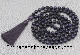 GMN760 Hand-knotted 8mm, 10mm purple tiger eye 108 beads mala necklaces with tassel