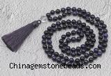 GMN761 Hand-knotted 8mm, 10mm purple tiger eye 108 beads mala necklaces with tassel