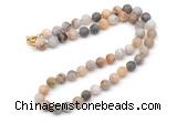 GMN7618 18 - 36 inches 8mm, 10mm matte bamboo leaf agate beaded necklaces