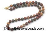 GMN7625 18 - 36 inches 8mm, 10mm matte picasso jasper beaded necklaces