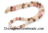 GMN7634 18 - 36 inches 8mm, 10mm matte volcano cherry quartz beaded necklaces