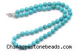 GMN7702 18 - 36 inches 8mm, 10mm round turquoise beaded necklaces